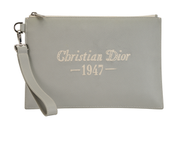 Christian Dior By Birkenstock 1947 Wristlet, Leather, Grey, BO0242, DB,2*